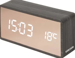 Réveil led en ABS effet bois Copper (Noir)