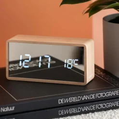 Réveil led en ABS effet bois Silver (Bois clair)