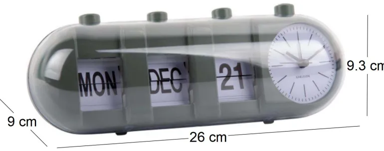 Réveil Retro Tube Calendar Flip (Vert)