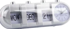 Réveil Retro Tube Calendar Flip (Argenté)