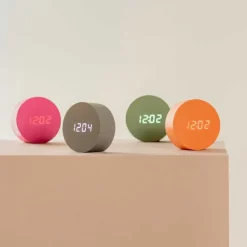 Réveil rond LED en MDF Spry (Orange)