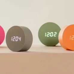 Réveil rond LED en MDF Spry (Orange)