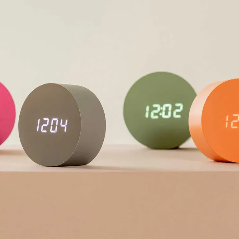 Réveil rond LED en MDF Spry (Orange)