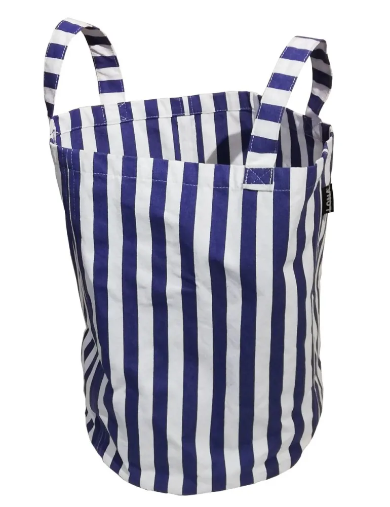 Sac de plage 100% coton Porta (Rayé bleu et blanc)