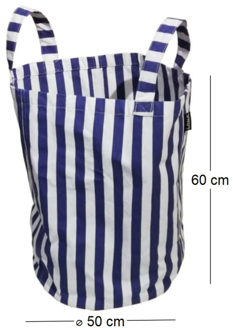 Sac de plage 100% coton Porta (Rayé bleu et blanc)