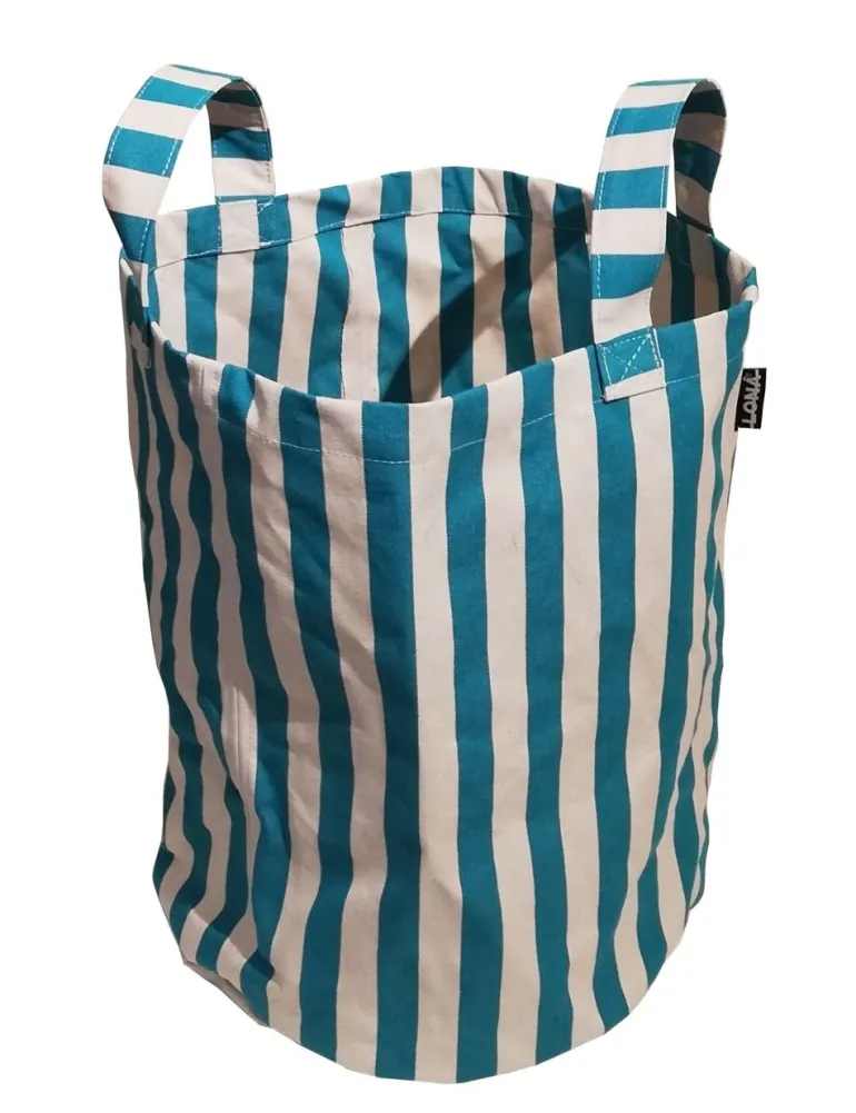 Sac de plage 100% coton Porta (Rayé vert et blanc cassé)