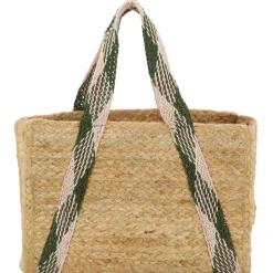 Sac en jute rectangulaire et poche en coton kaki