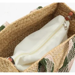 Sac en jute rectangulaire et poche en coton kaki