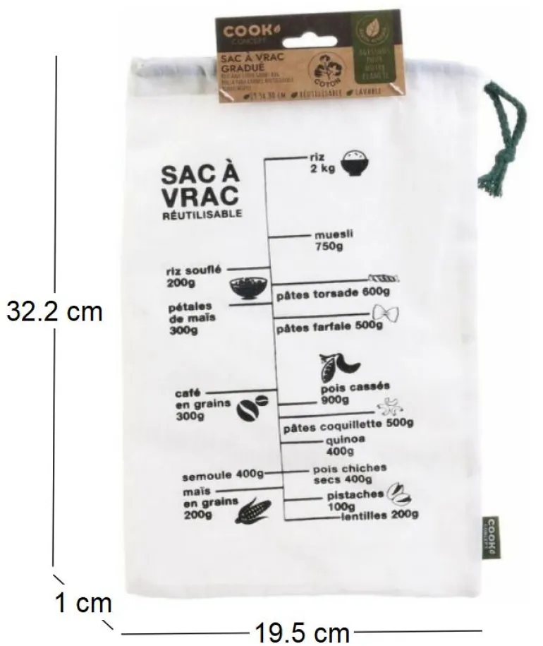Sac gradué réutilisable Green attitude
