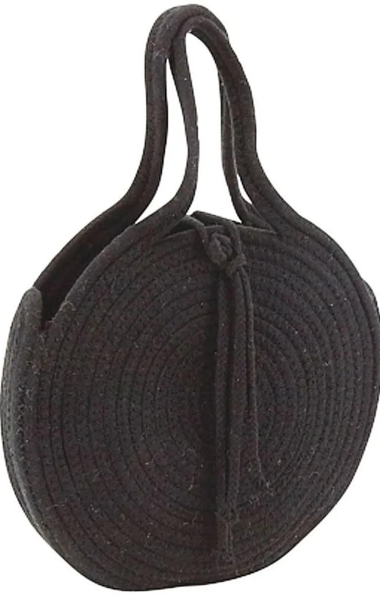 Sac rond en corde de coton et jute (Noir)