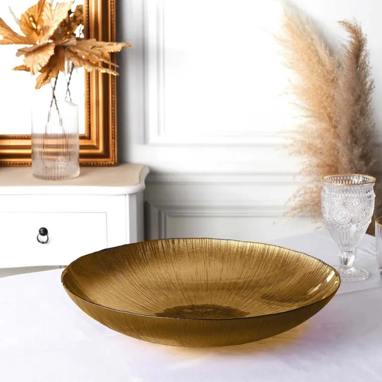 Saladier en verre doré Lines (30 x 5 cm)