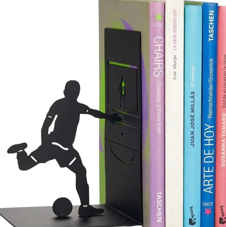 Serre-livres en métal noir Sport (Footballer)