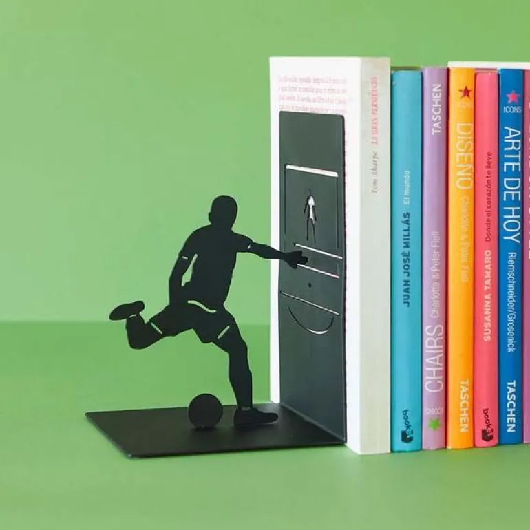 Serre-livres en métal noir Sport (Footballer)