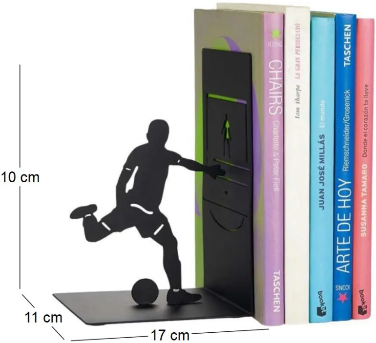 Serre-livres en métal noir Sport (Footballer)