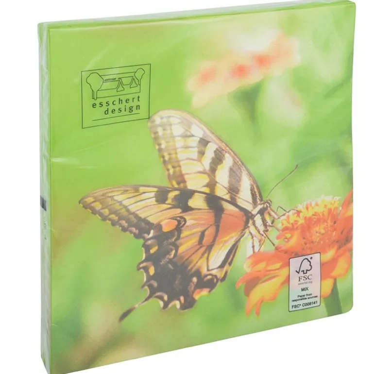 Serviette en papier de soie avec motifs (Lot de 20) (Papillon)
