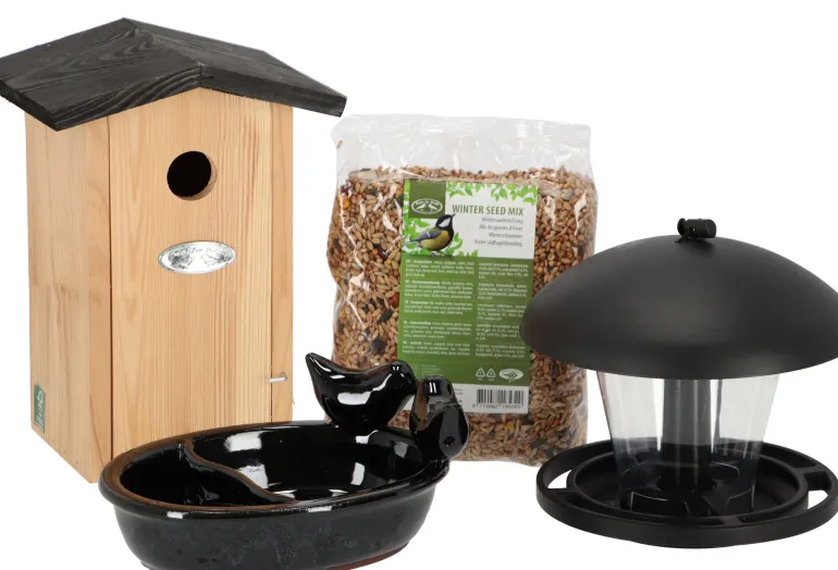 Set abri mangeoire et graines oiseaux (Pour oiseaux du jardin)