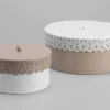Set 2 boites motif dentelles blanc/taupe