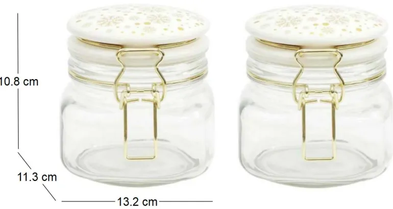 Set de 2 bocaux en verre couvercle céramique
