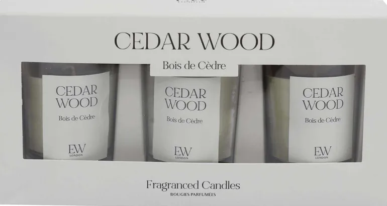 Set de 3 bougies en verre Votives (Bois de cèdre)