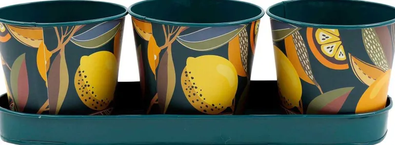Set de 3 cache-pots en métal Citrus