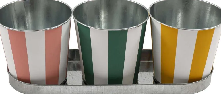 Set de 3 cache-pots en zinc Cabana 12 cm