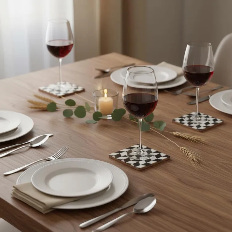 Set de 4 dessous de verre avec support