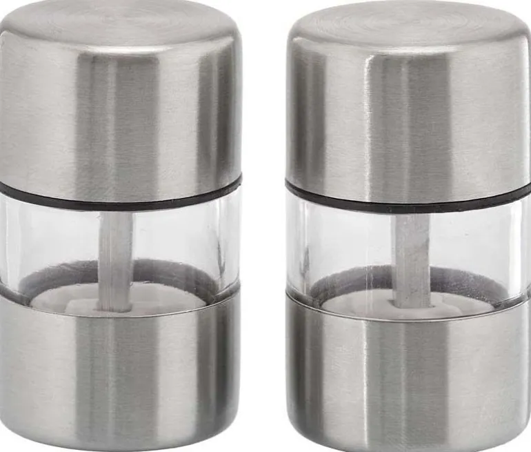Set de 2 minis moulins sel et poivre en inox