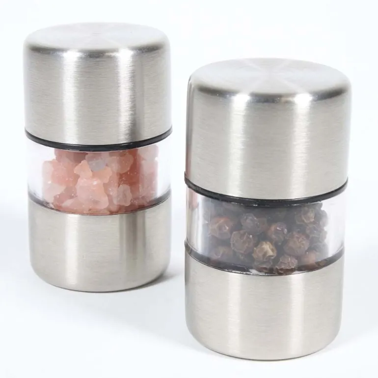 Set de 2 minis moulins sel et poivre en inox