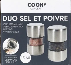 Set de 2 minis moulins sel et poivre en inox