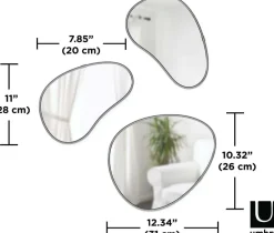 Set de 3 miroirs finition métallique Hubba