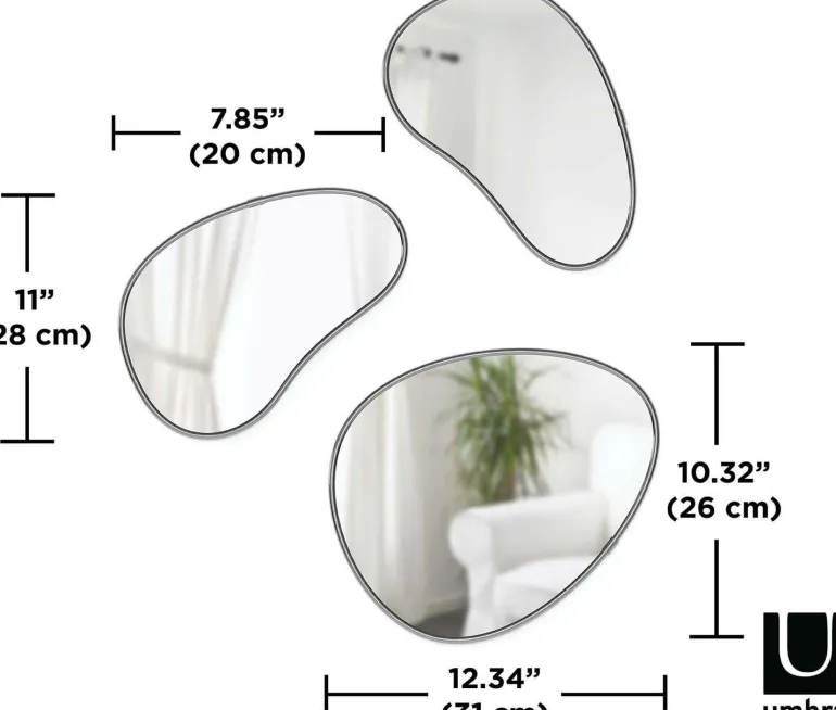 Set de 3 miroirs finition métallique Hubba