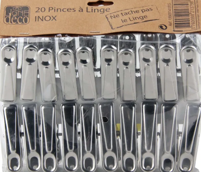 Set de 20 pinces à linge en inox