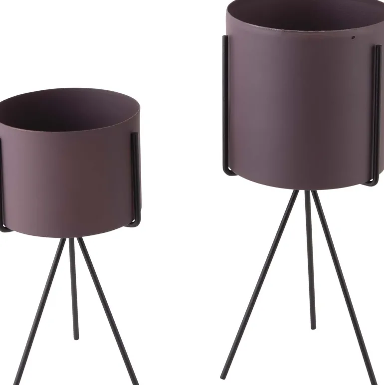 Set de 2 supports à plantes ronds Pedestal (Violet)