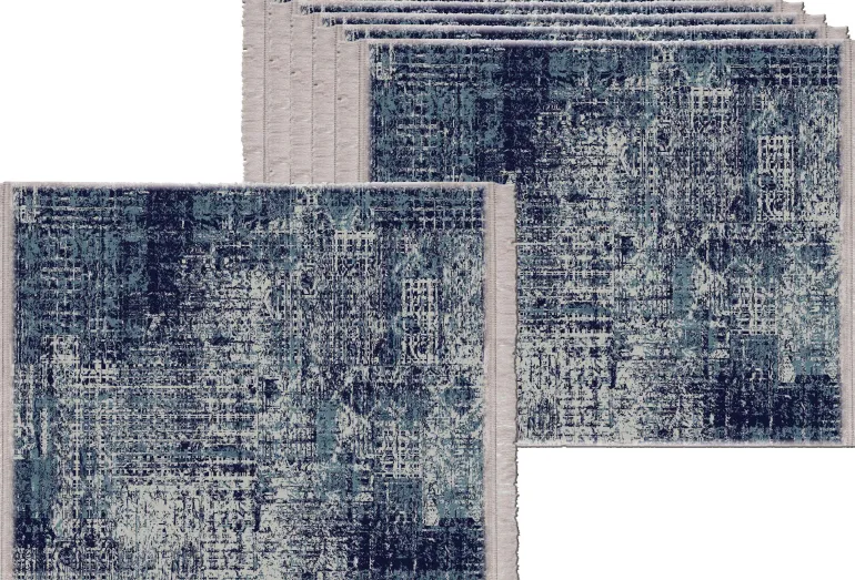Set de table en vinyle 40 x 30 cm (Lot de 6) (Effet tissage bleu nuit)