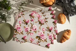 Set de table en vinyle 40 x 30 cm (Lot de 6) (Roses fond beige)