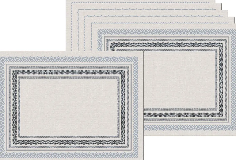 Set de table en vinyle 40 x 30 cm (Lot de 6) (Liserés bleu et noir)