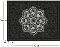 Set de table en vinyle 40 x 30 cm (Lot de 6) (Mandala noir et gris)