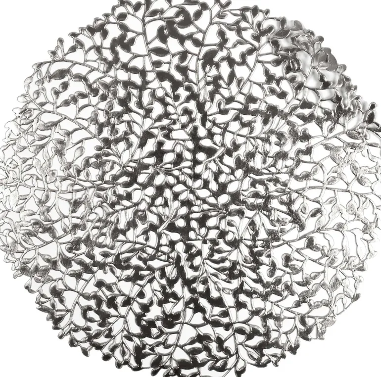 Set de table rond feuillage 38 cm (Argenté)