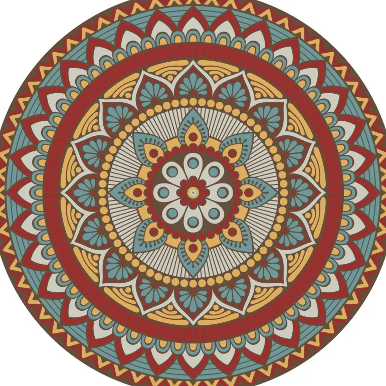 Set de table rond mandala 38 cm (Lot de 6) (Coloré)