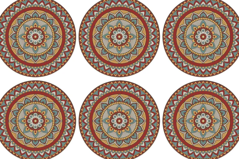 Set de table rond mandala 38 cm (Lot de 6) (Coloré)