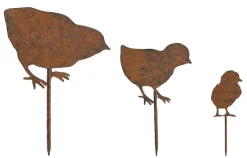 Set 3 piques pour jardinière famille oiseaux