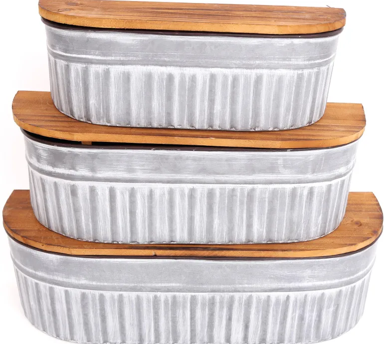 Set étagères de rangement en zinc (Lot de 3)