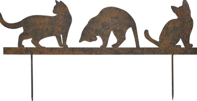 Silhouette en fer Chats sur piques (3 chats)