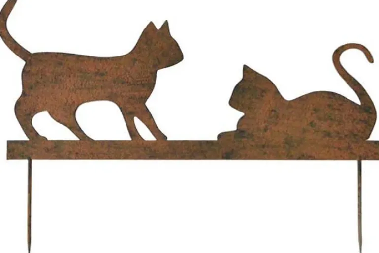 Silhouette en fer Chats sur piques (2 chats)
