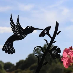 Silhouette sur pique en acier noir (Colibri)