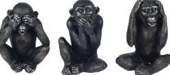 Singes en résine Ne pas voir - entendre - parler (Lot de 3) (Modèle 1)