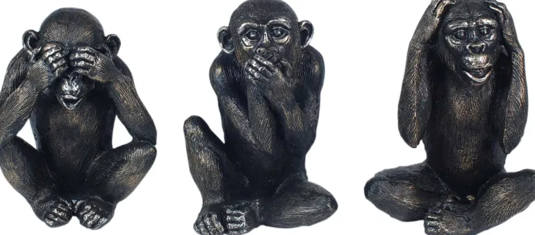 Singes en résine Ne pas voir - entendre - parler (Lot de 3) (Modèle 1)