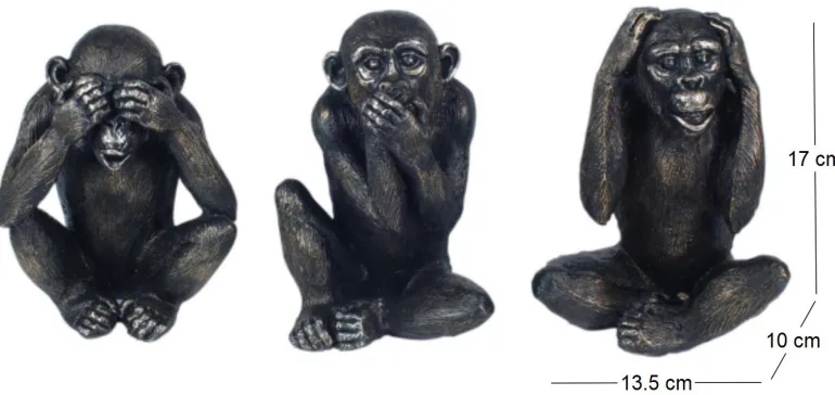 Singes en résine Ne pas voir - entendre - parler (Lot de 3) (Modèle 1)