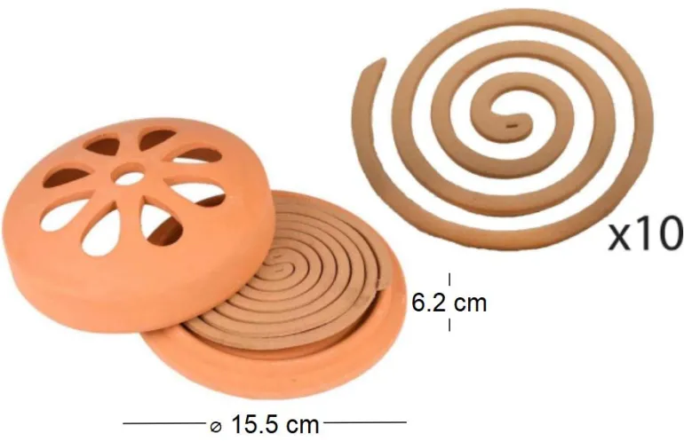 Spirales citronnelle en terre cuite (Lot de 4)