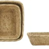 Série de 3 corbeilles rectangulaire en rotin naturel